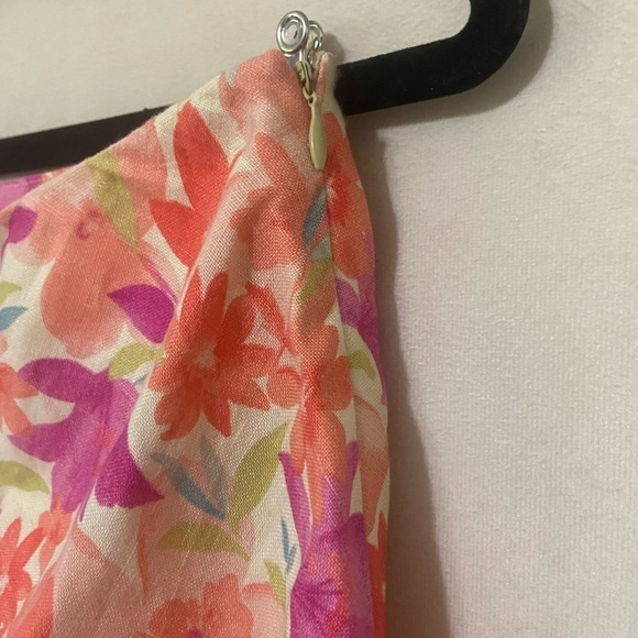 LOFT LIKE NEW 100% linen bright floral print midi career skirt w/ side zip 6 - Picture 5 of 5